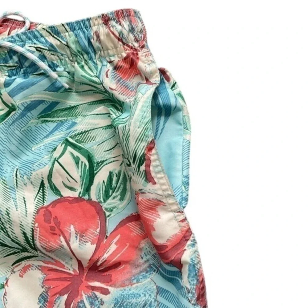 St. John's‎ Bay Men's Hawaiian Blue/green Floral Swim Trunk/Board Shorts Size M